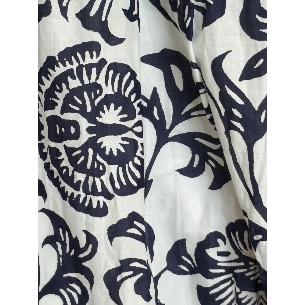 Soft Surroundings Navy White Floral Tiered Cotton Maxi Skirt Elastic Waist L - Picture 4 of 8